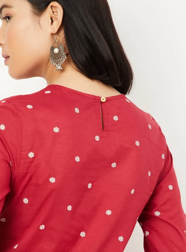 Crimson Blossom Straight Kurta – A Fusion of Tradition and Modern Grace - Image 4