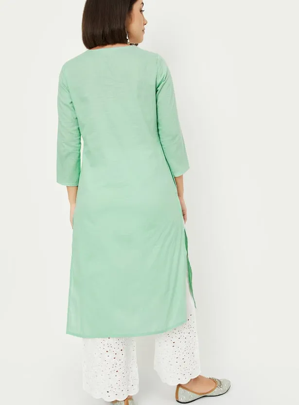 Mint Whisper Embroidered Kurta – Fresh Grace, Everyday Elegance - Image 4