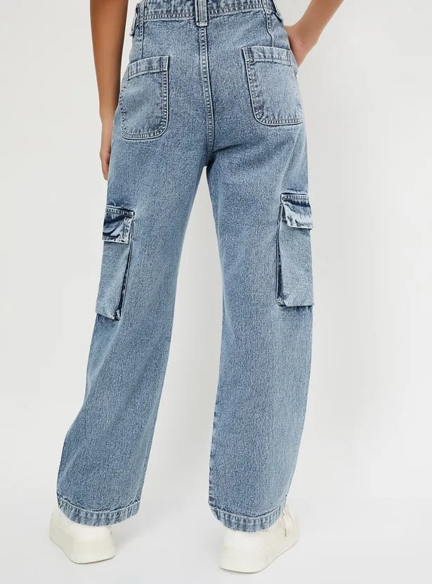US Trend Mid-Blue Women’s Cargo Jeans – Streetwear Comfort Meets Global Fashion Trade - Image 2