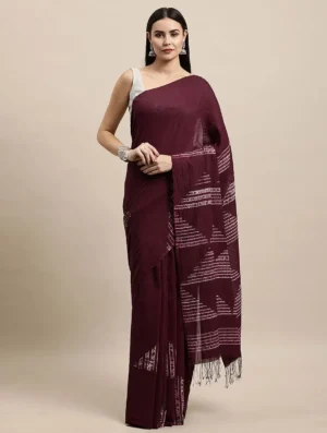 Maroon Geometric Saree – Precision Meets Heritage in High-Value Style