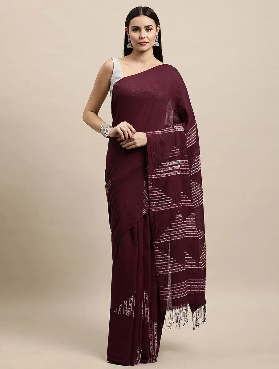 Maroon Geometric Saree – Precision Meets Heritage in High-Value Style