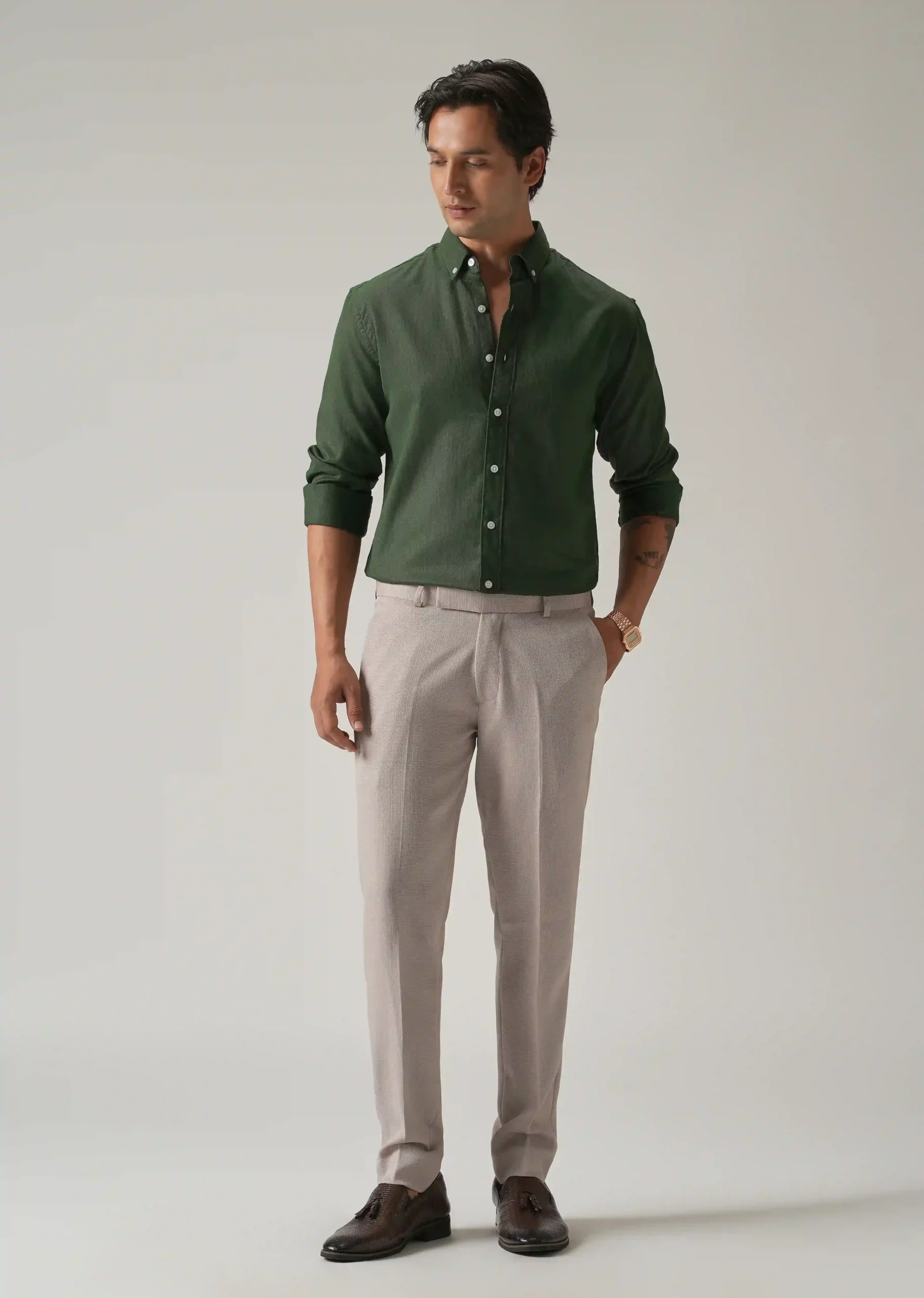 Cilantro Green Executive Linen-Blend Shirt – US Trade-Inspired Classic - Image 3
