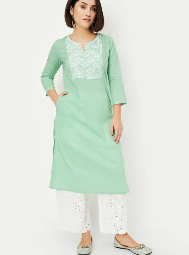 Mint Whisper Embroidered Kurta – Fresh Grace, Everyday Elegance - Image 2