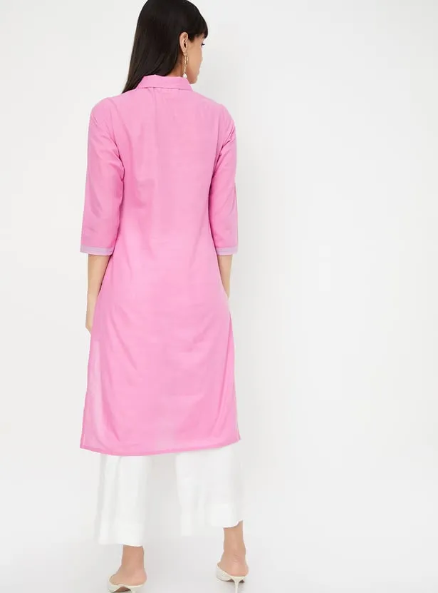 Rose Twilight Striped Kurta – Playful Hues, Breezy Elegance - Image 3