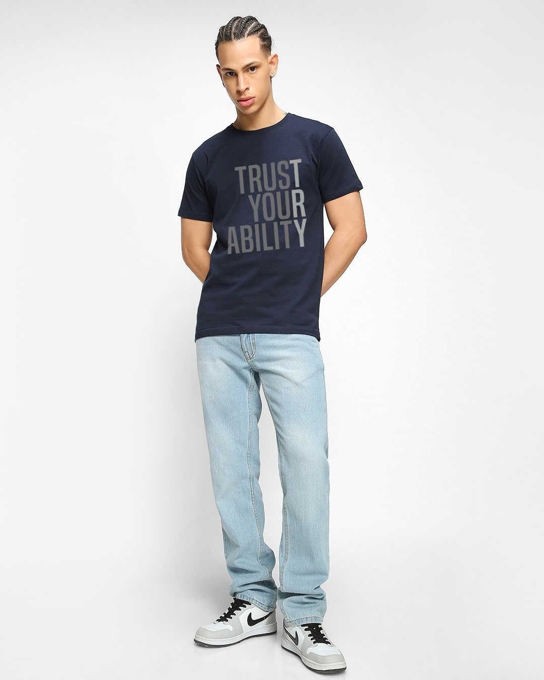 Men’s Navy Blue "Trust Your Ability" Premium Typography T-Shirt - Image 3