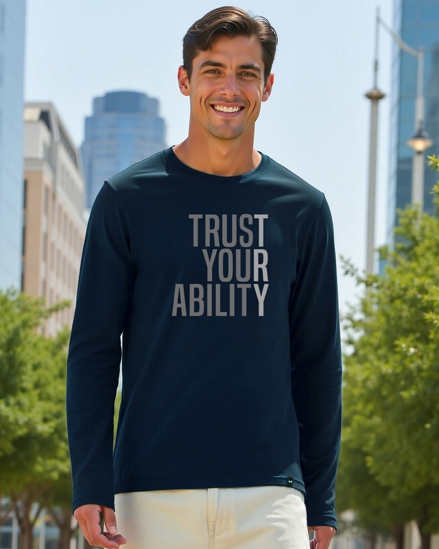 Men’s Navy Blue "Trust Your Ability" Premium Typography T-Shirt - Image 4