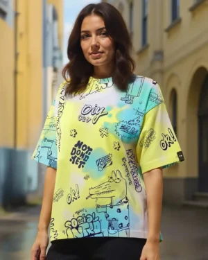 All-Over Graphic Oversized T-Shirt – Loud, Playful, and Limitless