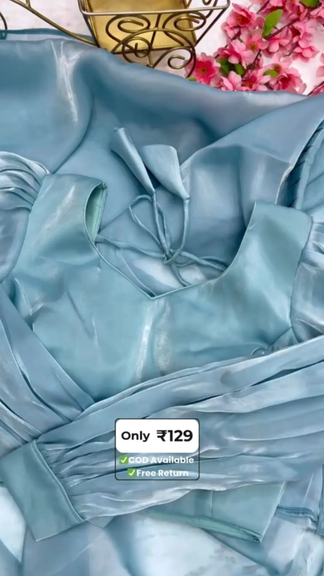 Sky Blue Organza Saree – Soft Glamour Collection