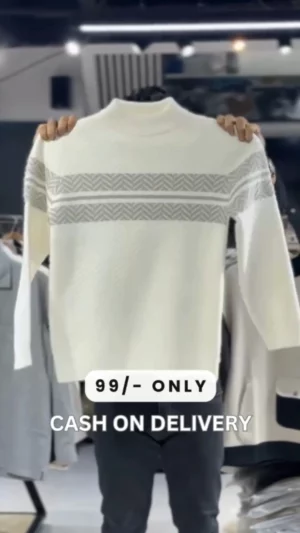 Premium Off-White High Neck Sweater – Winter Smart Essential