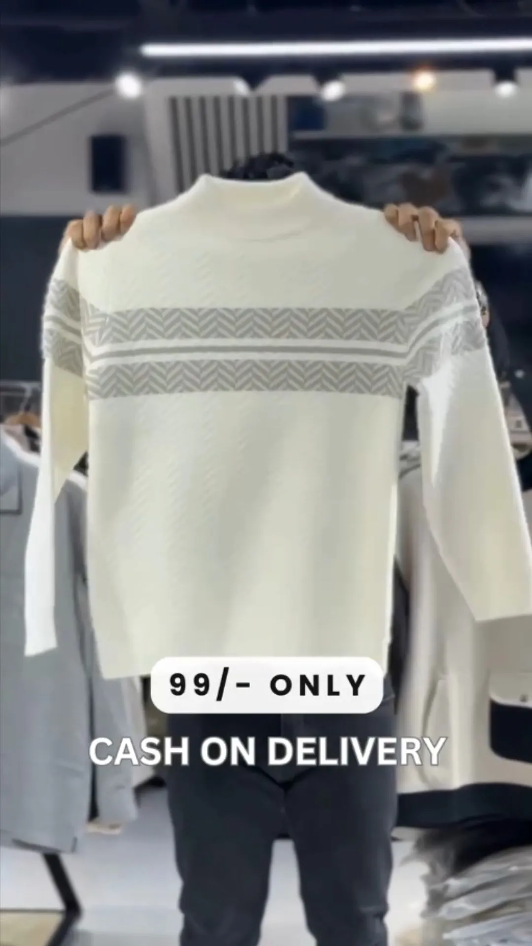 Premium Off-White High Neck Sweater – Winter Smart Essential