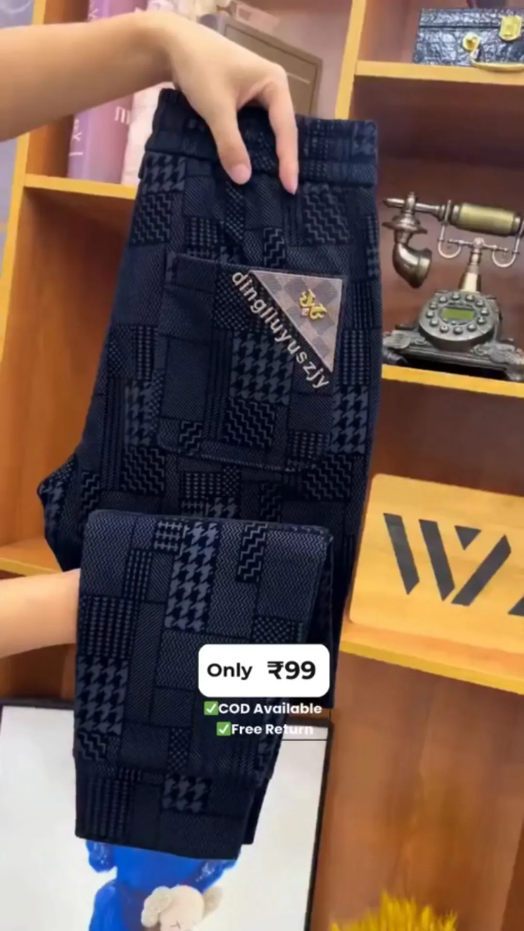 Premium Navy Patterned Formal Trousers – Modern Executive Collection