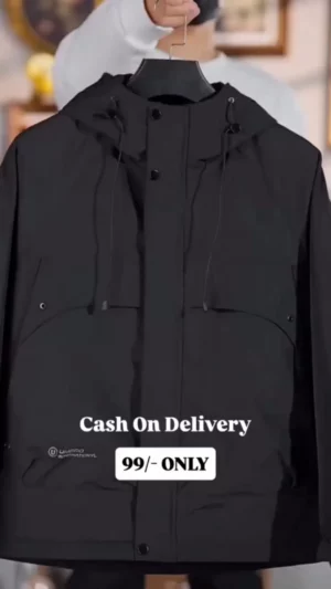 Premium Black Hooded Jacket – All-Weather Urban Essential