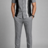 Men’s Two-Tone Casual Co-Ord Set – Modern Striped Shirt with Trousers