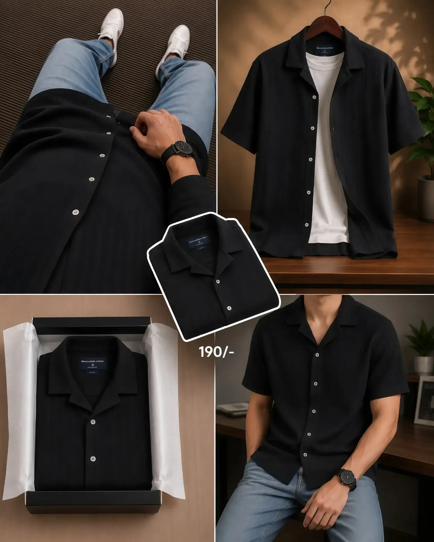 Men’s Ribbed Polo & Casual Shirt Combo | Premium Half Sleeve Summer T-Shirts for Men | Trendy Casual Wear - Image 2