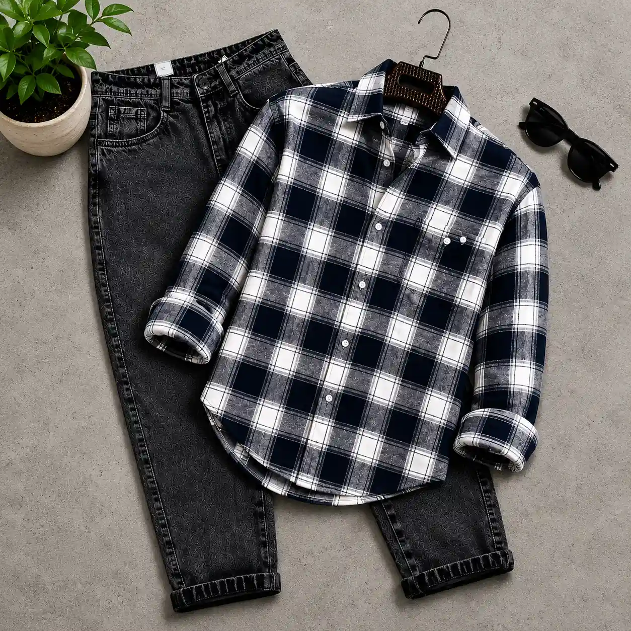 Men's Maroon Checked Casual Full Sleeve Shirt - Image 5
