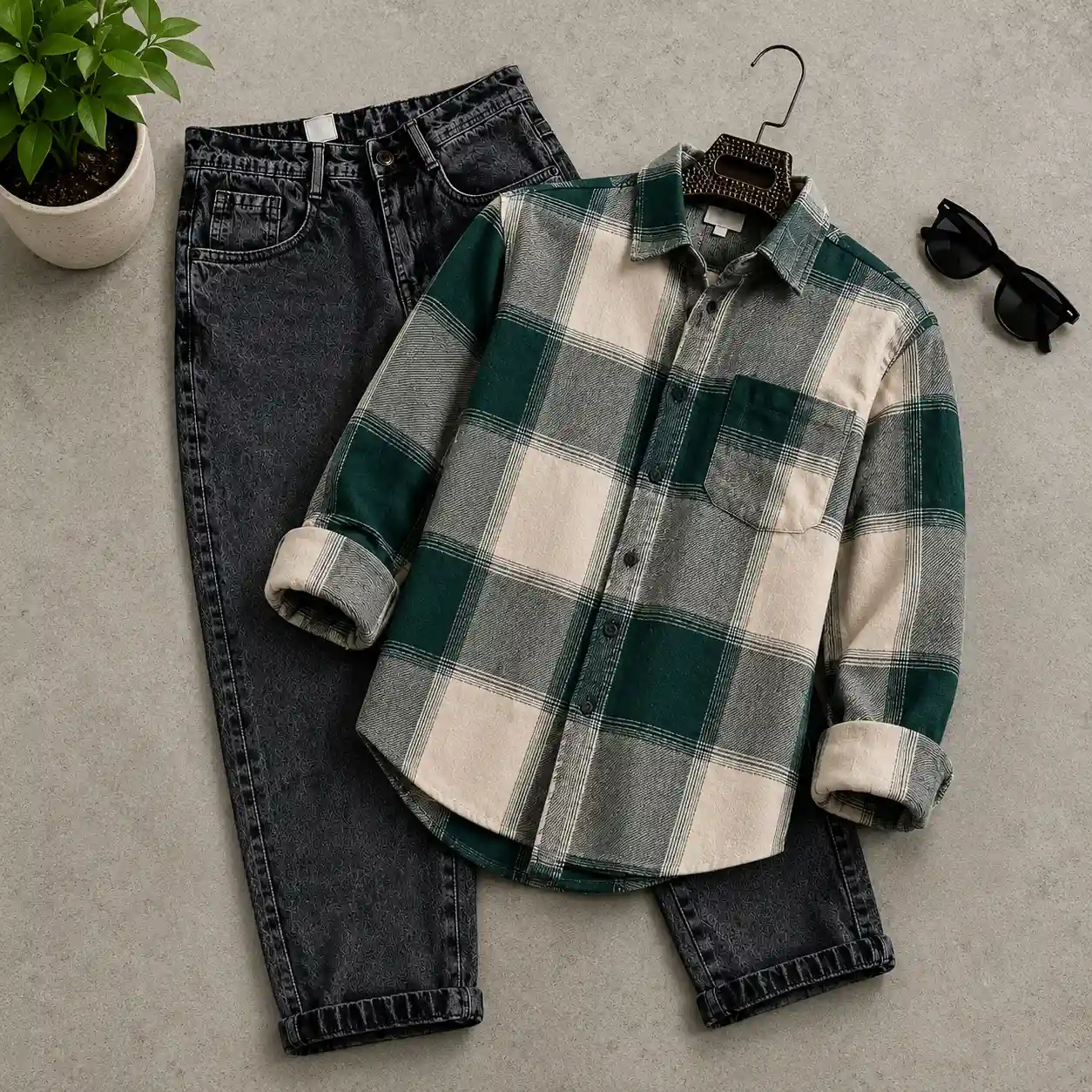 Men's Maroon Checked Casual Full Sleeve Shirt - Image 2