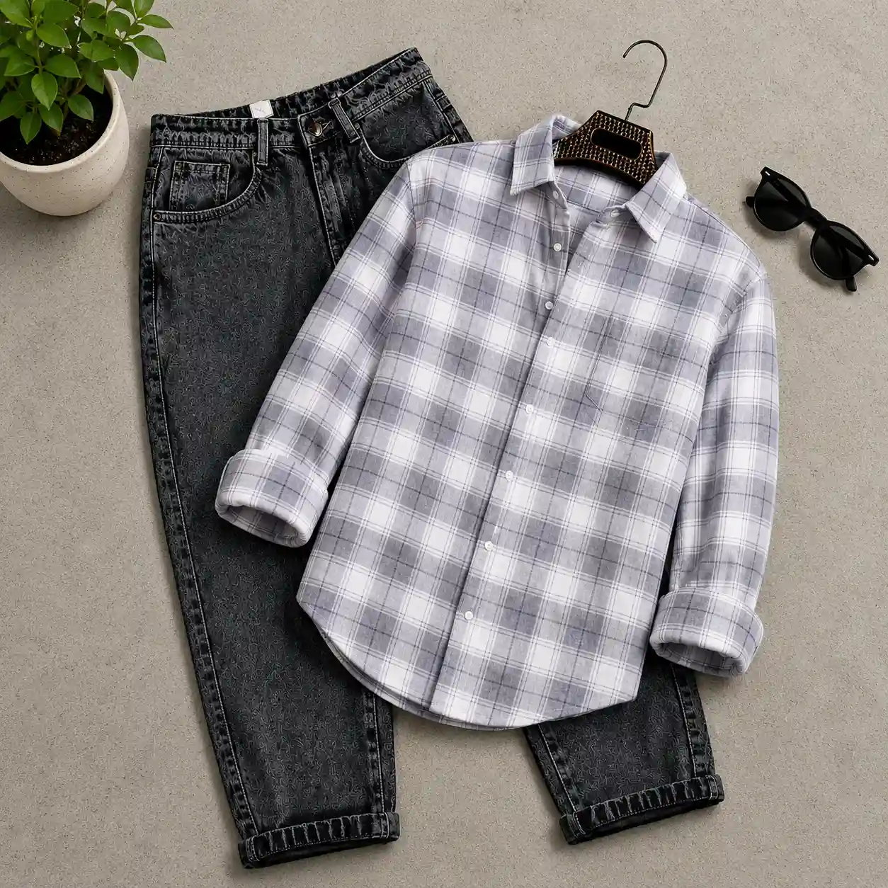 Men's Maroon Checked Casual Full Sleeve Shirt - Image 4